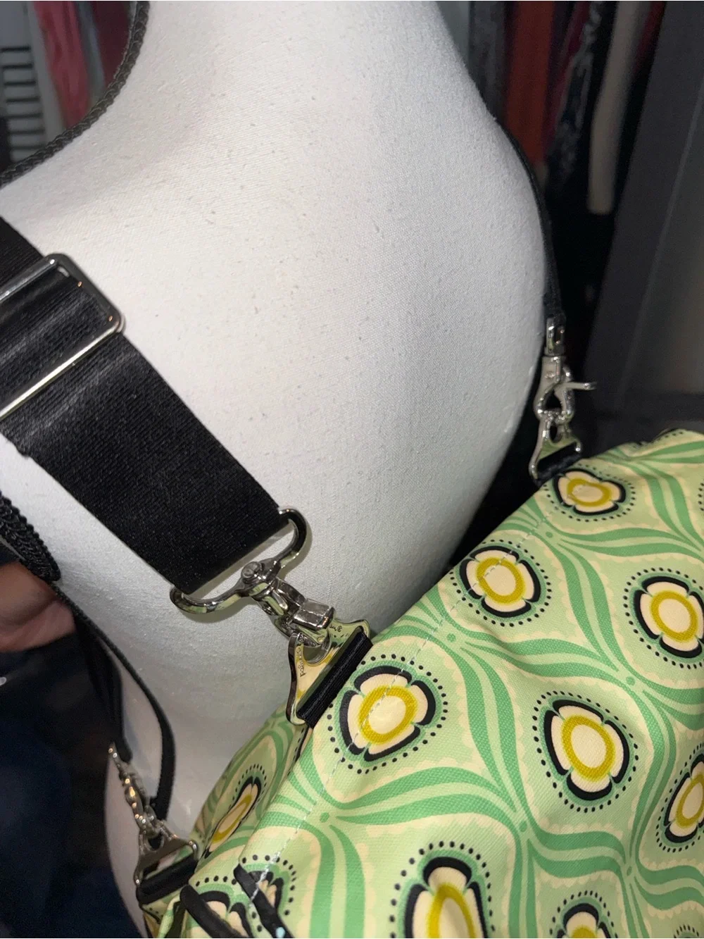 Petunia Pickle Bottom Mint Green and Yellow Patterned Diaper Bag